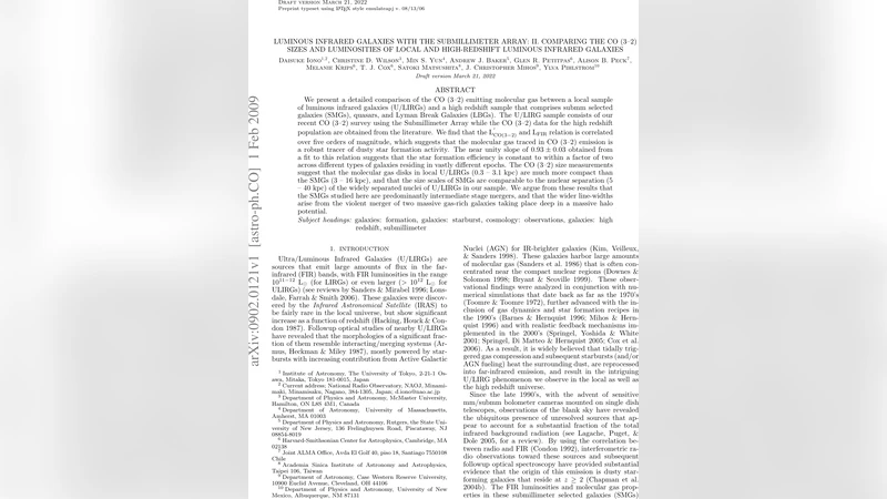 CO 3 2 분자 가스와 적외선 은하의 크기와 밝기 비교
