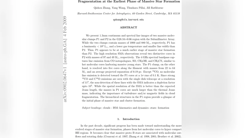 거대한 별 형성 초기 단계의 파편화