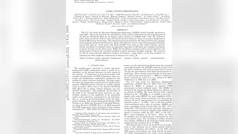 AMiBA: 은하단 SZ 효과 관측을 위한 시스템 최적화