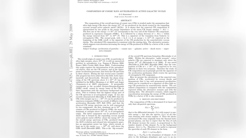 AGN 코코넛 충격파가 만든 초고에너지 우주선 두 번의 원소 피크