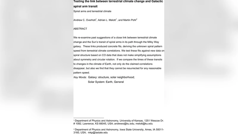 지구 기후 변동과 은하 나선팔 통과의 연관성 재검토