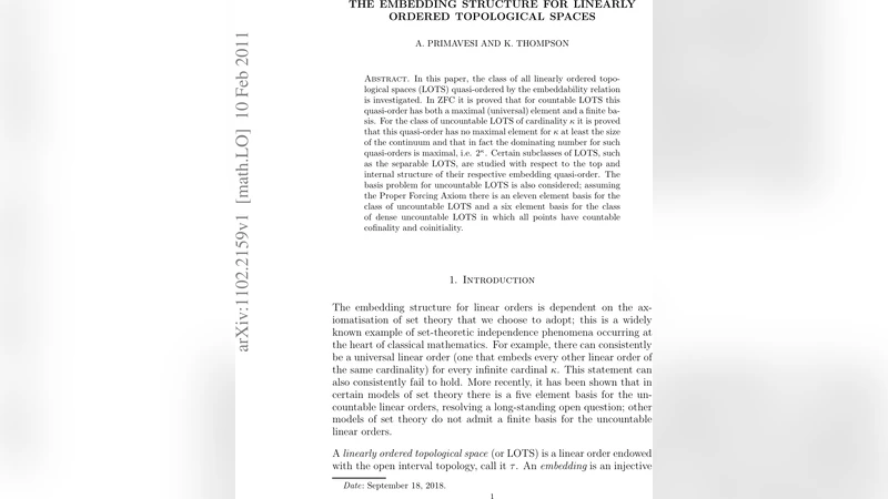 선형 순서 위상 공간의 임베딩 구조