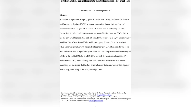 인용분석은 우수성 선택을 정당화할 수 없다