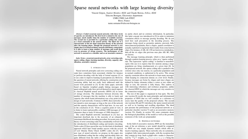대규모 학습 다양성을 갖는 희소 신경망