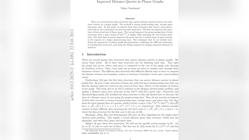 평면 그래프 거리 질의의 새로운 효율성