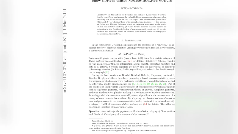 초월적 차이와 비가환 모티프의 통합