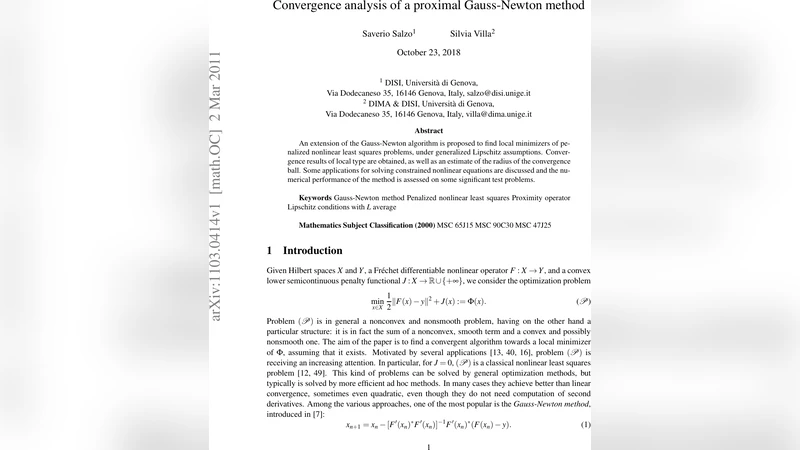 근접 가우스 뉴턴 방법의 수렴 분석