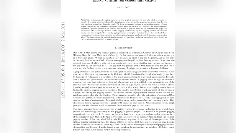 다양한 트리 그래프의 페깅 수와 최적 페깅 수 연구