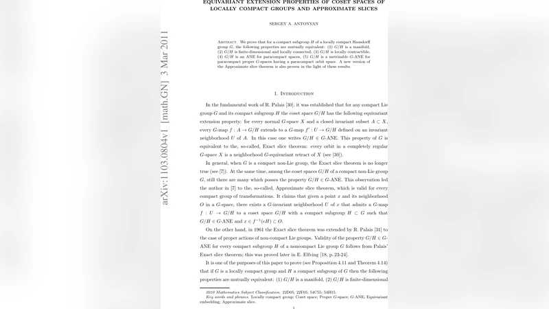 국소 컴팩트 군의 코셋 공간과 근사 슬라이스 정리