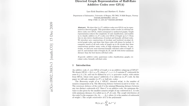 반율 가산 코드와 방향 그래프의 새로운 연결