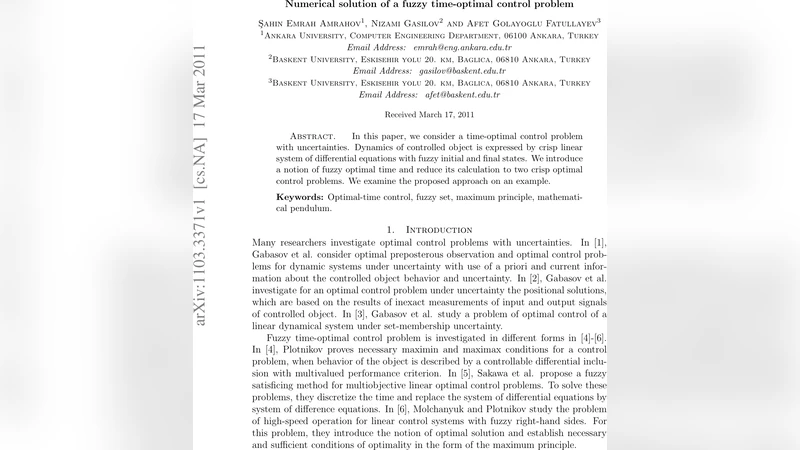 퍼지 시간 최적 제어 문제의 수치 해법