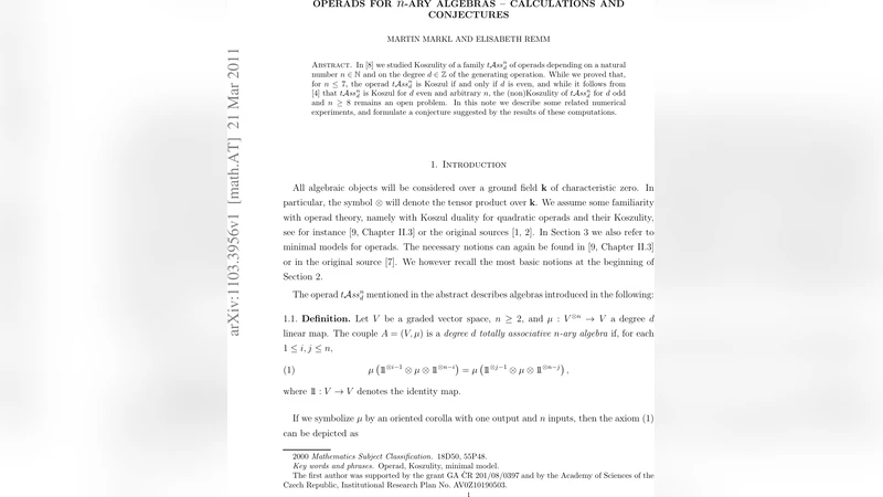n항 대수의 작동자 계산과 추측