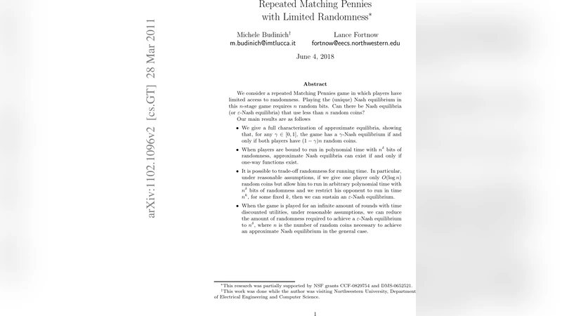 제한된 무작위성으로 반복 매칭 페니 게임의 균형 분석