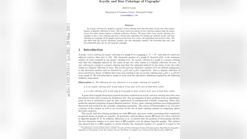 코그래프의 비순환 및 스타 색채 최적화와 구조적 동등성