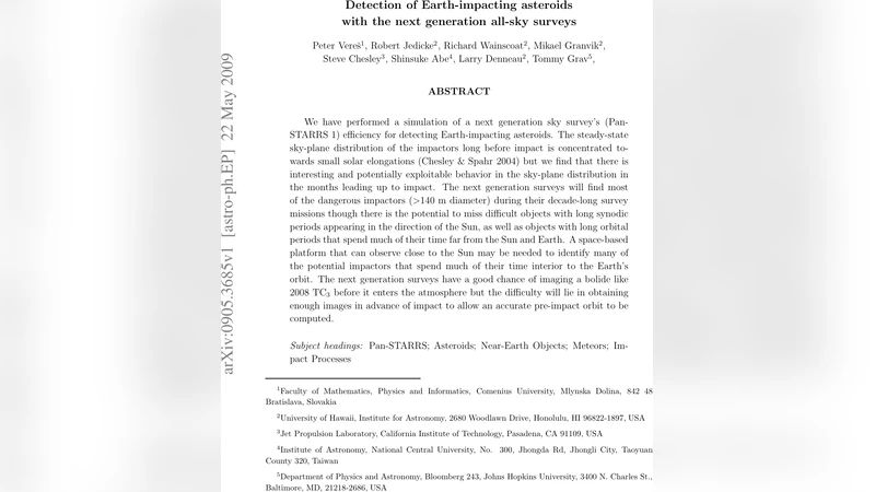 다음세대 전천구조 설비로 지구 충돌 소행성 탐지