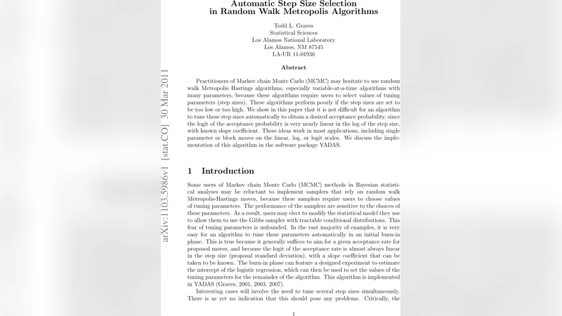 자동 스텝 사이즈 선택을 통한 랜덤 워크 메트로포리스 알고리즘 최적화