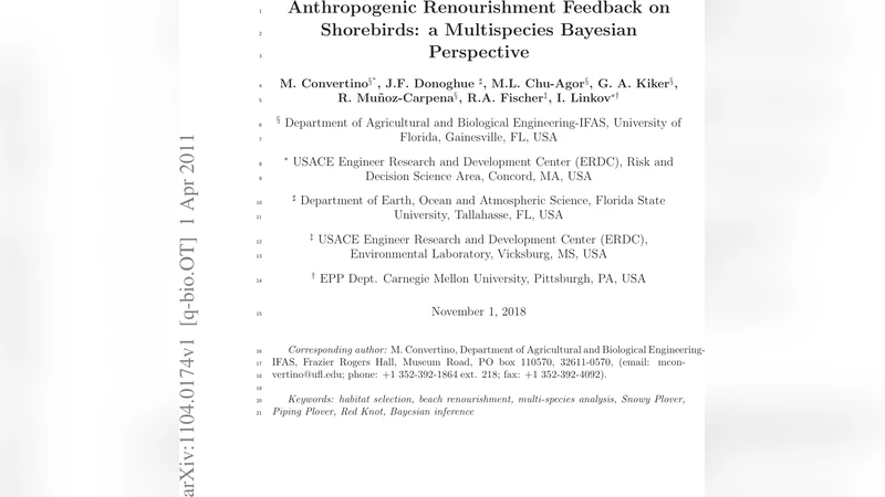 인공 해변 보강이 해변 조류에 미치는 피드백: 다종 베이지안 분석