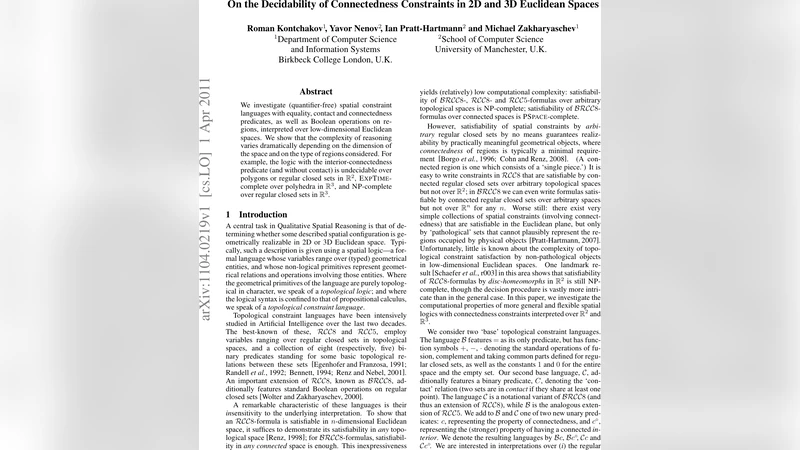 이차원 삼차원 유클리드 공간에서 연결성 제약의 결정 가능성