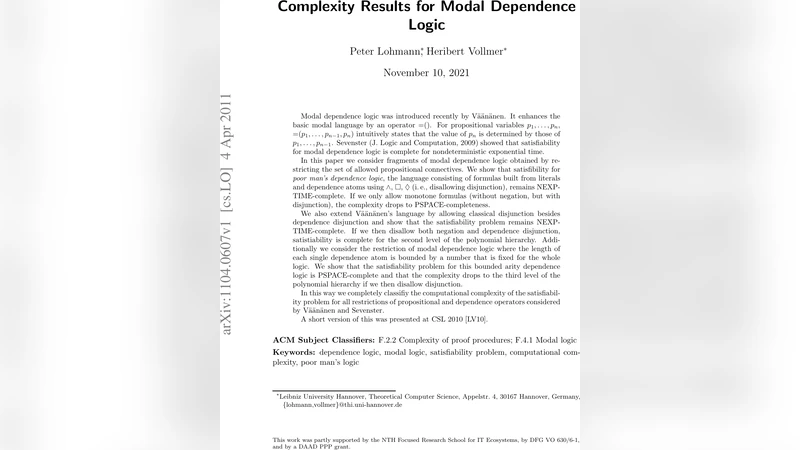 모달 의존 논리의 복잡도 전전