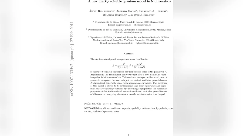 다차원 곡률 질량 진동자와 정확해석 모델