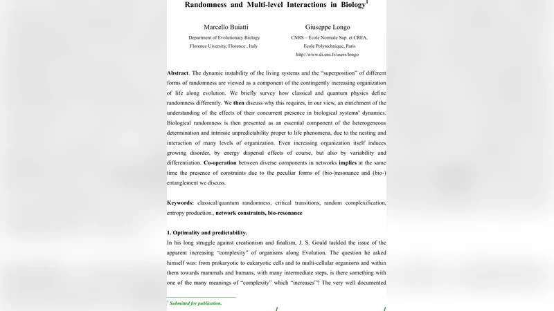 생명 속 무작위성 및 다중 수준 상호작용