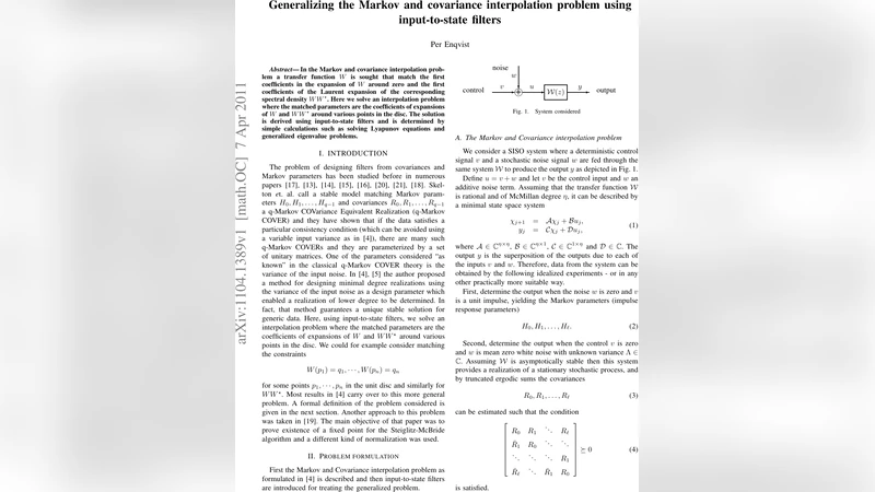 마코프·공분산 보간 일반화와 입력‑상태 필터 활용