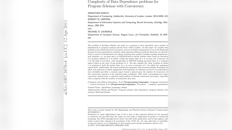 동시성 프로그램 스키마의 데이터 의존성 복잡도