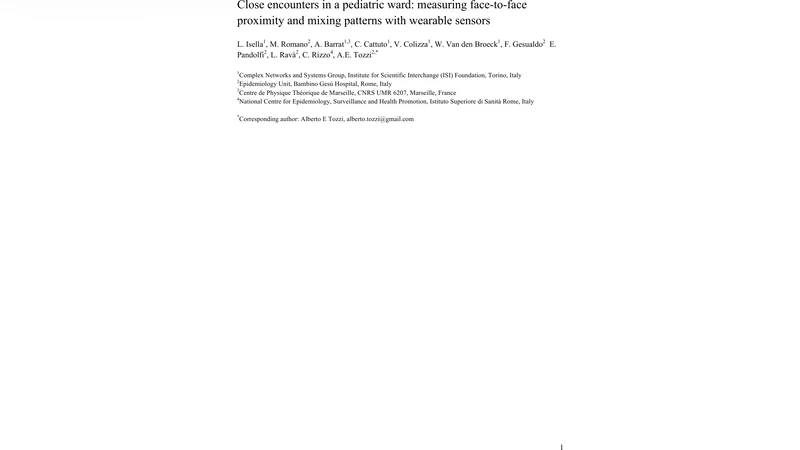 소아 병동에서의 대면 접촉과 혼합 패턴 측정