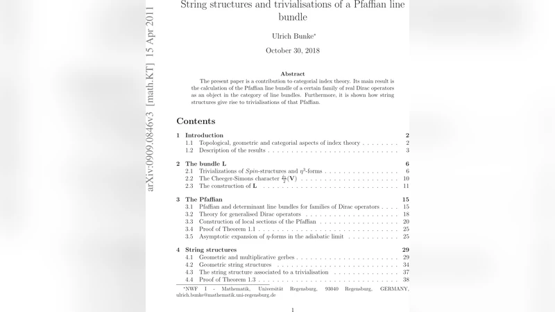 Pfaffian 선형 번들과 문자열 구조의 삼위일체