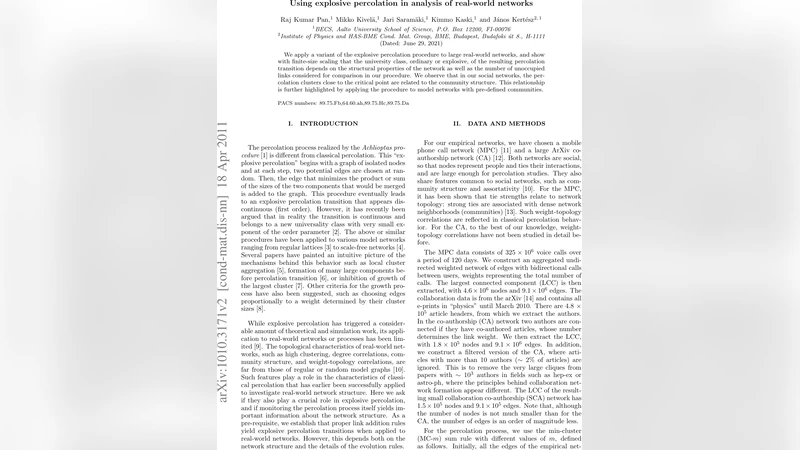 실제 네트워크에서 폭발적 퍼콜레이션을 활용한 구조 탐색