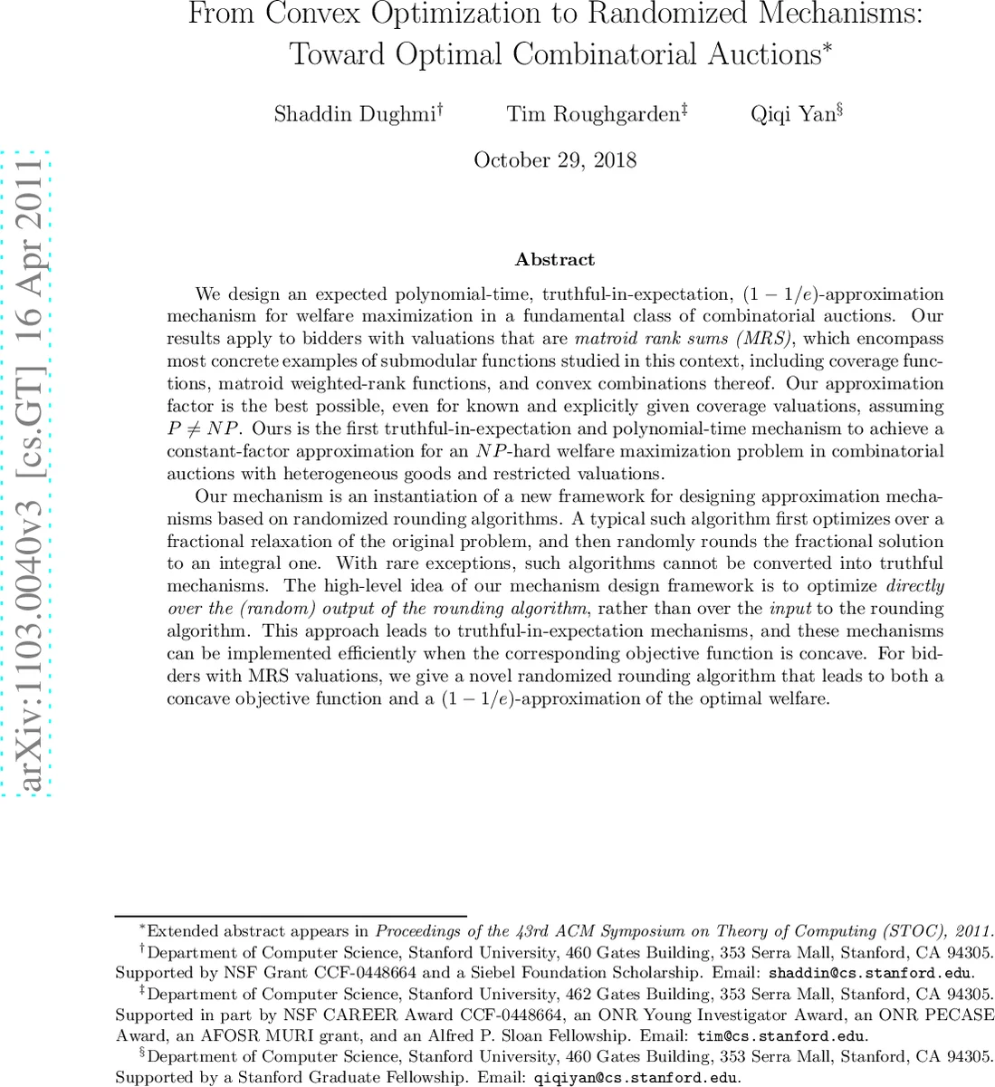 볼록 최적화에서 무작위 메커니즘까지 최적 조합 경매