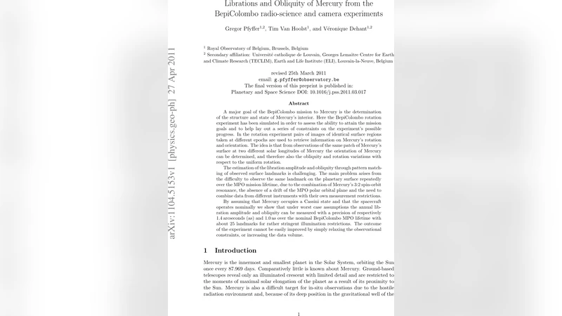 수성의 회전과 기울기, 베피콜롬보 임무로 정밀 측정