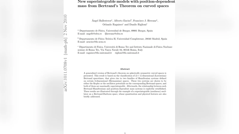 곡률 공간에서 위치 의존 질량을 갖는 새로운 초적분 가능 모델