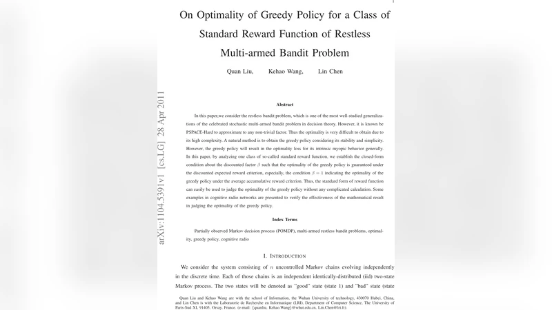 그리디 정책의 최적성: 휴리스틱 보상 함수가 이끄는 레스트리스 밴딧 해법