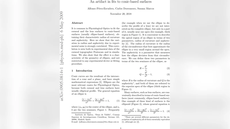 타원형 표면 적합에서 나타나는 반경·비구면도 상관 현상