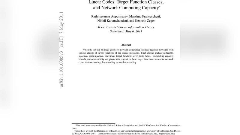 선형 코드와 목표 함수 클래스 및 네트워크 계산 용량