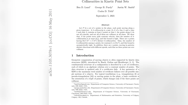 운동 점 집합의 공선성 연구