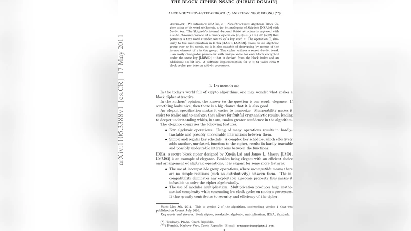 NSABC 블록 암호 간결하고 효율적인 설계