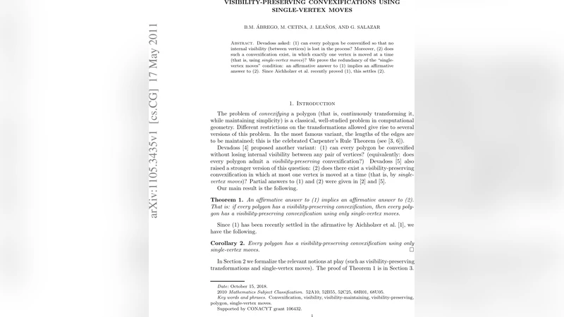 시각성을 유지하는 다각형 볼록화와 단일 정점 이동