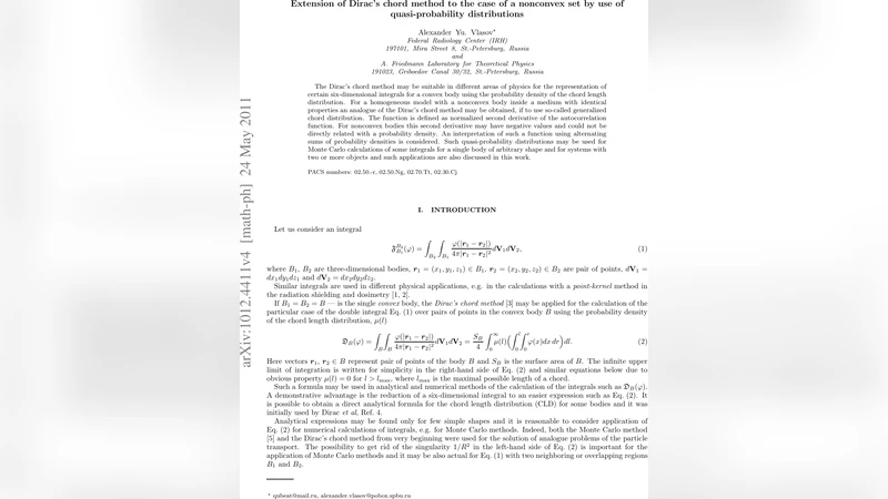 비볼록체를 위한 확장된 디랙 코드 방법과 준확률분포 활용