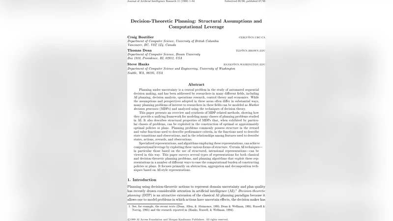 구조적 가정과 계산적 효율을 위한 의사결정 이론적 계획