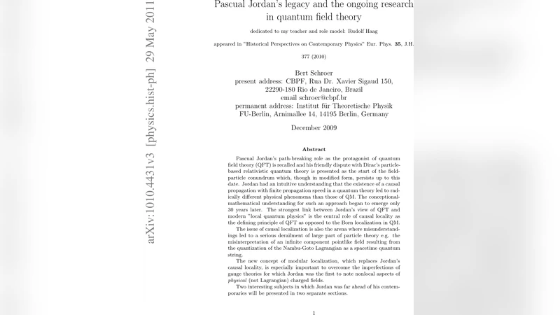 양자장 이론의 선구자 파스칼 요르단과 현대 연구의 흐름