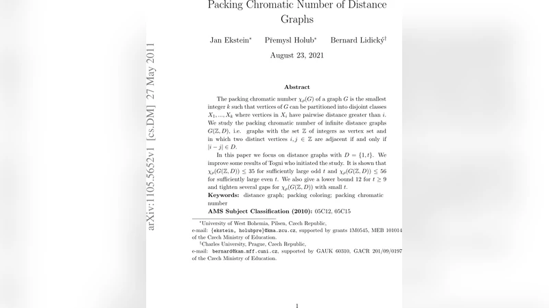 거리 그래프의 포장 색채수 새로운 경계