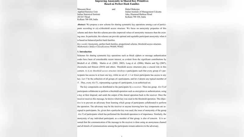 완전 해시 기반 공유키 익명성 향상