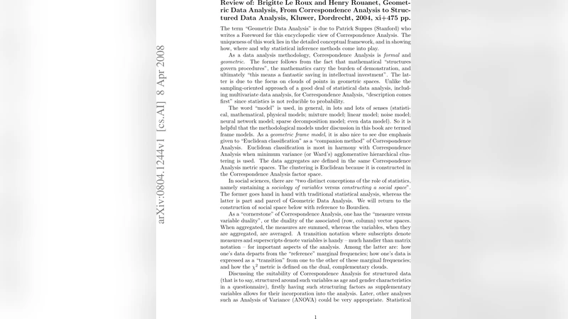 기하학적 데이터 분석: 대응분석에서 구조화 데이터까지