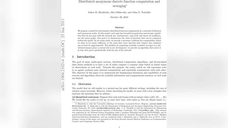 분산 익명 이산 함수 계산 모델 및 근사 가능성