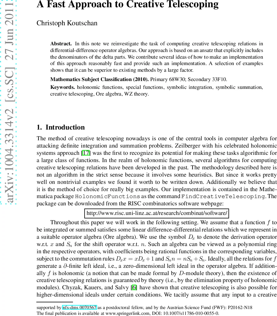 창의적 텔레스코핑을 위한 고속 접근법