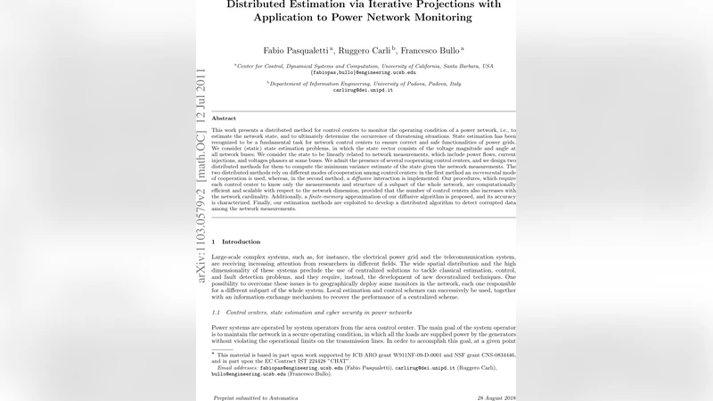 분산 투영 기반 전력망 상태 추정 및 모니터링