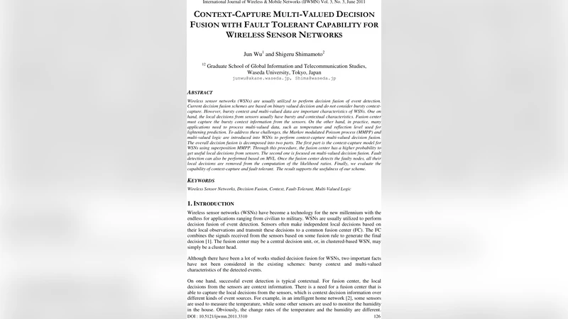 무선 센서 네트워크를 위한 맥락 포착·다값 의사결정 융합 및 결함 허용 기법