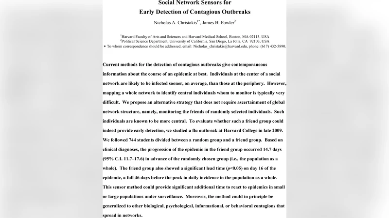 소셜 네트워크 센서로 조기 감염 탐지